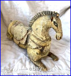 Rare Early Americana Antique 1800' Carved Painted Wooden Horse To Be Restored