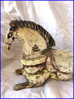 Rare Early Americana Antique 1800' Carved Painted Wooden Horse To Be Restored
