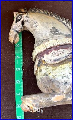 Rare Early Americana Antique 1800' Carved Painted Wooden Horse To Be Restored