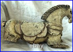 Rare Early Americana Antique 1800' Carved Painted Wooden Horse To Be Restored