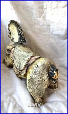 Rare Early Americana Antique 1800' Carved Painted Wooden Horse To Be Restored