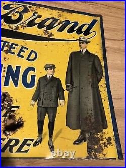Rare Early Antique 1910s 1920s Clothing Sign Tin Tacker Litho Workwear Baltimore