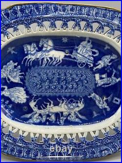 Rare Early Antique 19th Century Herculaneum Pattern Pearlware Reticulated Dish