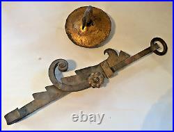 Rare Early Antique Adjustable Wrought Iron Sawtooth Fireplace Hanger