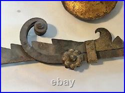 Rare Early Antique Adjustable Wrought Iron Sawtooth Fireplace Hanger
