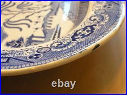 Rare Early Antique English Blue Willow Oblong Platter 12.5 x15.75 inches Unmarkd