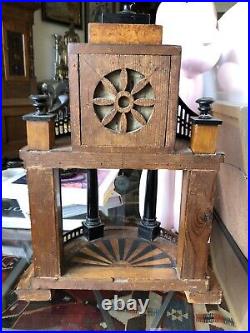 Rare Early Antique Francis I Era Austrian Portico Clock with Burled Marquetry