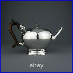Rare Early Antique George II Solid Sterling Silver Bullet Teapot, London 1734