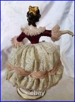 Rare Early Antique German Mueller VolkstedDresden Lace Lady Figurine OUTSTANDING