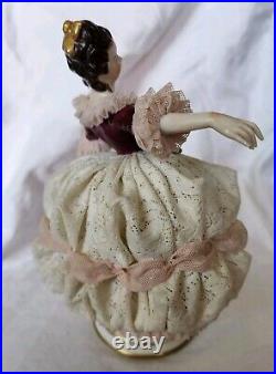 Rare Early Antique German Mueller VolkstedDresden Lace Lady Figurine OUTSTANDING