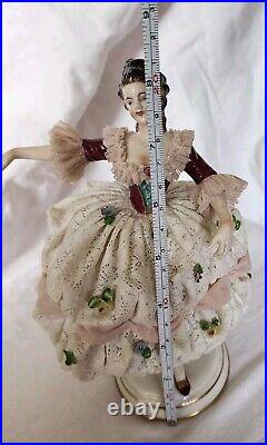 Rare Early Antique German Mueller VolkstedDresden Lace Lady Figurine OUTSTANDING