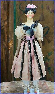 Rare Early Antique German Papier-mache doll, so-called Desiree Clary, c. 1831