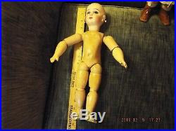 Rare Early Antique Jumeau Doll 5, Closed Mouth, Straight Wrists, 15, Cork Pate