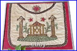Rare Early Antique Masonic Framed Apron Vintage Collectible Wall Display Decor
