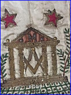 Rare Early Antique Masonic Framed Apron Vintage Collectible Wall Display Decor