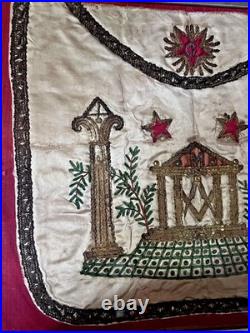 Rare Early Antique Masonic Framed Apron Vintage Collectible Wall Display Decor