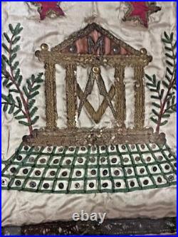 Rare Early Antique Masonic Framed Apron Vintage Collectible Wall Display Decor