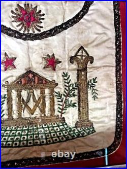 Rare Early Antique Masonic Framed Apron Vintage Collectible Wall Display Decor