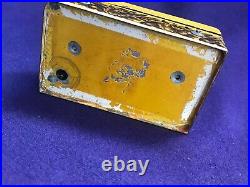 Rare Early Antique Miniature Wind Up Harp Lithographed Metal Music Box