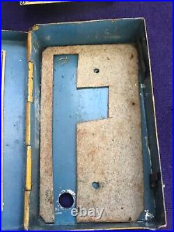 Rare Early Antique Miniature Wind Up Harp Lithographed Metal Music Box