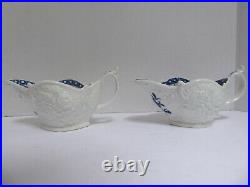 Rare Early Antique Pair of Worcester Dr Wall Period Pre-1793 Sauce / Gravy Boats