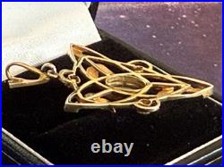 Rare Early Antique Victorian 10 ct/kt Gold Lavaliere Pendant Opal +Red Rubies