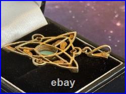 Rare Early Antique Victorian 10 ct/kt Gold Lavaliere Pendant Opal +Red Rubies