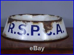 Rare Early Antique Vintage RSPCA Enamel Advertising Dog Bowl Sign