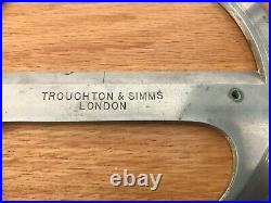 Rare Early Brass Troughton &simms 6inch Protractor Scientific Instrument Antique