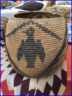 Rare Early California Or Southwestern Indian Basket Eagles & Other Symbols
