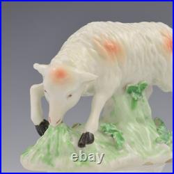 Rare Early Derby Porcelain Figure Sheep Grazing Ewe c. 1760-1765 Antique Georgian