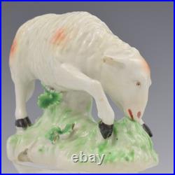 Rare Early Derby Porcelain Figure Sheep Grazing Ewe c. 1760-1765 Antique Georgian