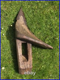 Rare Early Elm Plough Stock c1700 Primitive Sculptural Treen Antique Farming