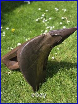 Rare Early Elm Plough Stock c1700 Primitive Sculptural Treen Antique Farming