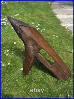 Rare Early Elm Plough Stock c1700 Primitive Sculptural Treen Antique Farming