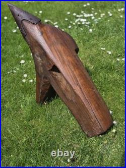 Rare Early Elm Plough Stock c1700 Primitive Sculptural Treen Antique Farming