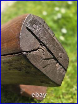Rare Early Elm Plough Stock c1700 Primitive Sculptural Treen Antique Farming