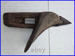 Rare Early Elm Plough Stock c1700 Primitive Sculptural Treen Antique Farming