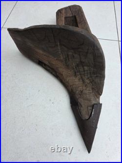 Rare Early Elm Plough Stock c1700 Primitive Sculptural Treen Antique Farming