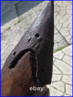 Rare Early Elm Plough Stock c1700 Primitive Sculptural Treen Antique Farming