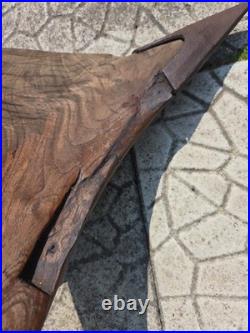 Rare Early Elm Plough Stock c1700 Primitive Sculptural Treen Antique Farming