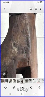 Rare Early Elm Plough Stock c1700 Primitive Sculptural Treen Antique Farming