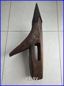 Rare Early Elm Plough Stock c1700 Primitive Sculptural Treen Antique Farming