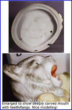 Rare Early Gebruder Heubach Anthropomorphic Singing Cat German Bisque Figure 16