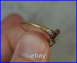 Rare Early Georgian 18ct Gold Table Cut Diamond & Ruby Ring c1770 d0389