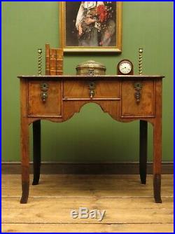 Rare Early Georgian Figured Walnut Lowboy Table, Initials to top, Country House