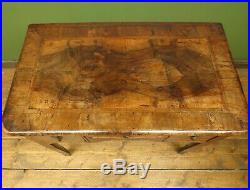 Rare Early Georgian Figured Walnut Lowboy Table, Initials to top, Country House