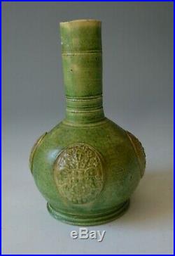 Rare Early German green glazed stone ware vase 17th century collectible ceramic