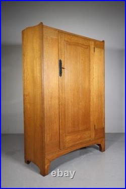 Rare Early Heals Antique Oak Hanging Wardrobe