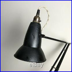 Rare Early Herbert Terry Anglepoise 1227 2 Step Black With Perforated Shade